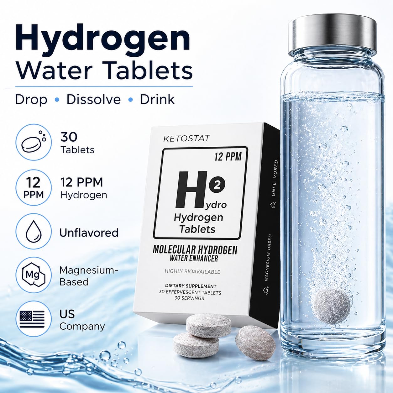 Amazon | 水素水 (30錠) 分子水素水タブレット マグネシウムで12PPMの